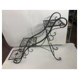 WROUGHT IRON PLANT STOOL, THREE-TIERED,