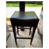 STOOL, DARK BROWN FAUX LEATHER UPHOLSTERED SEAT,