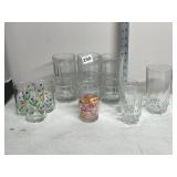 ASSORTED DRINKING GLASSES, INCLUDES GRID-PATTERN