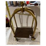 HOTEL LUGGAGE CART, BRASS FINISH, WOODEN