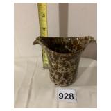 BENNINGTON POTTERS PITCHER, BROWN AND CREAM