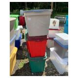 ASSORTED PLASTIC STORAGE TOTES, INCLUDES VARIOUS