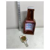 BUDWEISER CERAMIC BOTTLE-SHAPED ASHTRAY, GRIZZLY