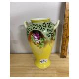 NIPPON PORCELAIN VASE, HAND-PAINTED, FLORAL