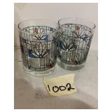 MICHAEL FLOYD COLLECTION GLASS TUMBLERS, STAINED