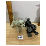 CERAMIC POODLE FIGURINES, HAND-PAINTED DETAILS,