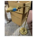BRASS ADJUSTABLE FLOOR LAMP, RECTANGULAR SHADE,