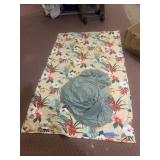 TROPICAL FLORAL PRINT QUILTED BEDSPREAD, INCLUDES