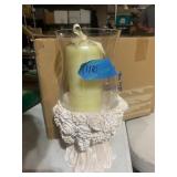 FLORAL RELIEF CANDLE HOLDER, GLASS HURRICANE