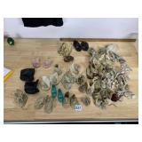 ASSORTED DOLL SHOES, INCLUDES LEATHER, FABRIC,