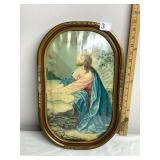 RELIGIOUS PRINT, DEPICTING JESUS PRAYING, OVAL