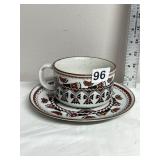 JAPANESE CERAMIC CUP AND SAUCER, SPECKLED WHITE