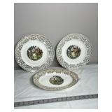 ROYAL QUEEN PORCELAIN PLATES, WARRANTED 22 KT