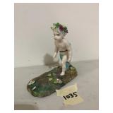 MEISSEN PORCELAIN FIGURINE, CHERUB W/ GRAPE