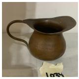 HAMMERED COPPER PITCHER, CURVED HANDLE, WIDE