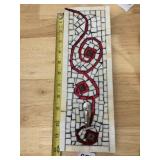 MOSAIC WALL HOOK, RECTANGULAR BASE, RED AND WHITE