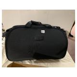 BLACK NYLON DUFFEL BAG, DUAL HANDLES, ZIPPERED