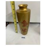 GOLD TONE VASE, FLORAL DECORATION, REMOVABLE