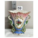PORCELAIN VASE, HAND-PAINTED FLORAL MOTIF,