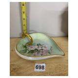HEART SHAPED DISH, HAND PAINTED FLORAL MOTIF,