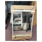 RECTANGULAR WALL MIRROR, WHITE FRAME, PROTECTIVE