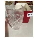 CRYSTAL VASE, DIAMOND CUT PATTERN, STARBURST