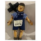 WOODEN MARIONETTE PUPPET, BOY FIGURE, BLUE