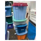 ASSORTED PLASTIC STORAGE TOTES, INCLUDES LIDS,