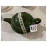 CHINESE STYLE TEAPOT, GREEN CRACKLE GLAZE, TRIPOD