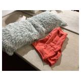 ASSORTED TEXTILES, INCLUDES FAUX FUR PILLOW,