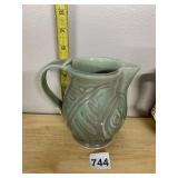 STUDIO ART POTTERY PITCHER, GREEN AND BROWN