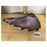 ART GLASS CONCH SHELL BOWL, IRIDESCENT FINISH,