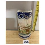 JEAN HOOK PORCELAIN VASE, CYLINDRICAL FORM, BLUE