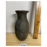 HAND-THROWN POTTERY VASE, DARK EARTHENWARE,