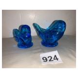 ART GLASS BIRD FIGURINES, COBALT BLUE, SMOOTH
