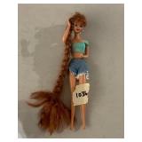 MATTEL BARBIE DOLL, RED HAIR, DENIM SHORTS,