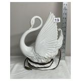 MADDUX OF CALIFORNIA SWAN LAMP, CERAMIC, WHITE