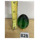 FABERGE CRYSTAL EGG, GREEN CUT GLASS, GOLD-TONE