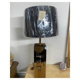 TABLE LAMP, POLISHED BRASS FINISH, RECTANGULAR