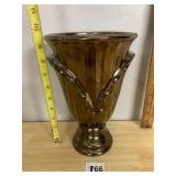 HAEGER POTTERY VASE, METALLIC BRONZE GLAZE,
