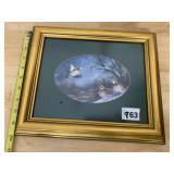 FRAMED WILDLIFE PRINT, QUAIL IN FLIGHT, OVAL