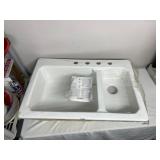 CORSTONE KITCHEN SINK, DUAL BOWL, WHITE FINISH,