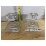WATERFORD CRYSTAL CANDLESTICKS, SQUARE BASE,