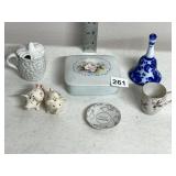 ASSORTED DECORATIVE CERAMICS, INCLUDES PINEAPPLE