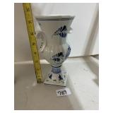 DELFT HOLLAND HAND PAINTED VASE, BLUE AND WHITE