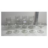 ASSORTED ETCHED STEMWARE, FLORAL AND LEAF MOTIFS,