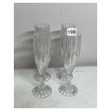 MIKASA CRYSTAL CHAMPAGNE FLUTES, VERTICAL RIBBED
