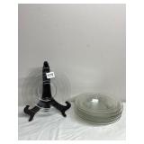 ASSORTED CLEAR GLASS PLATES, WHEAT PATTERN RIM,