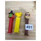 PEZ DISPENSERS, INCLUDES WICKED WITCH, WOODSTOCK,