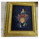 OIL PAINTING ON CANVAS, ANGEL FIGURE, SIGNED CAT